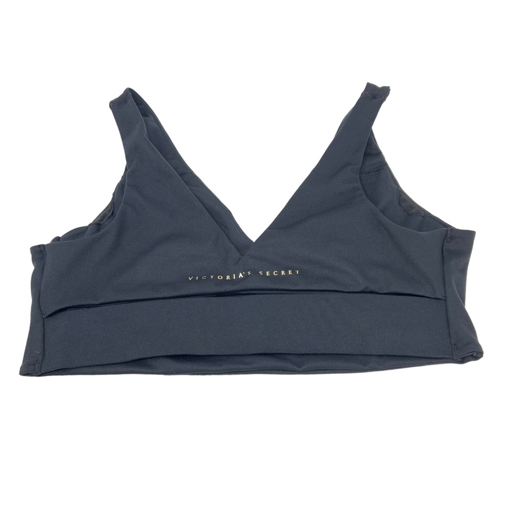 Victoria’s Secret Womens V Neck Sports Bra Size XL Black Back Cutout Activewear - Picture 2 of 8